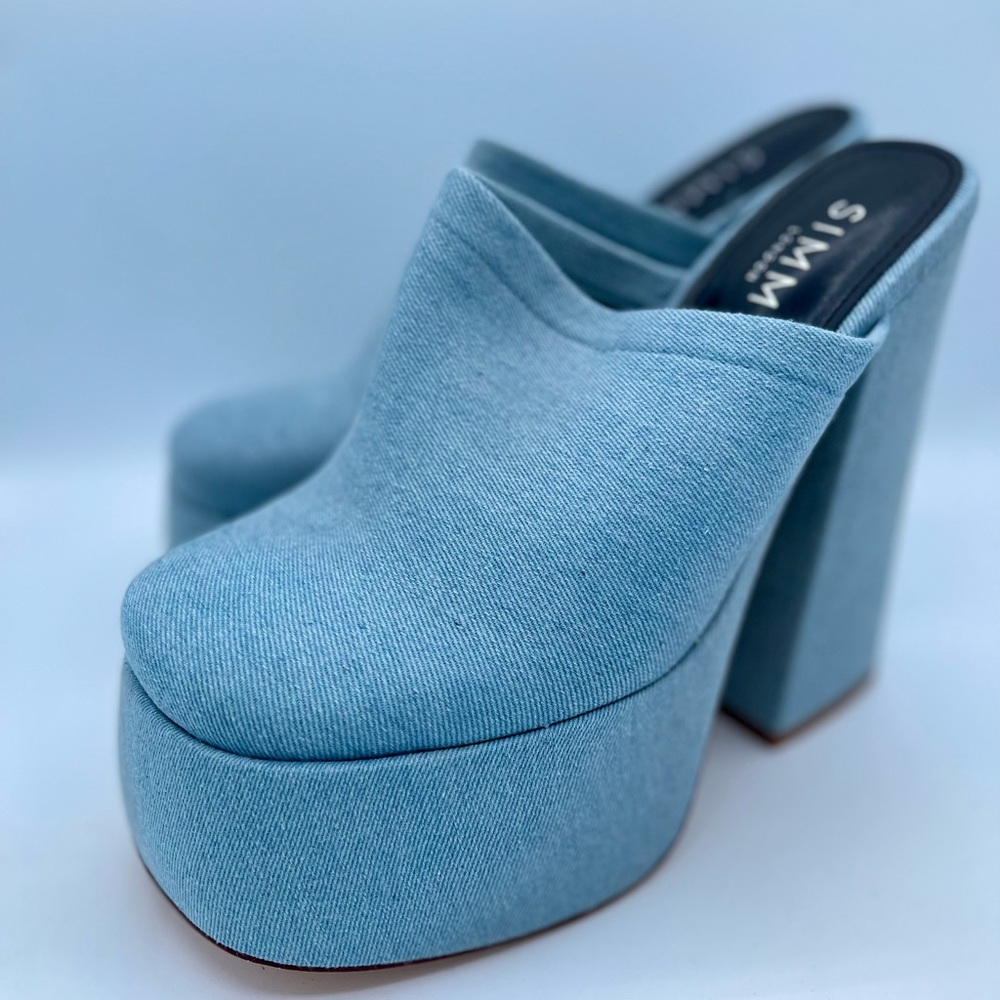 Brand New Denim Platform Heels Size 8 - Picture 9 of 16
